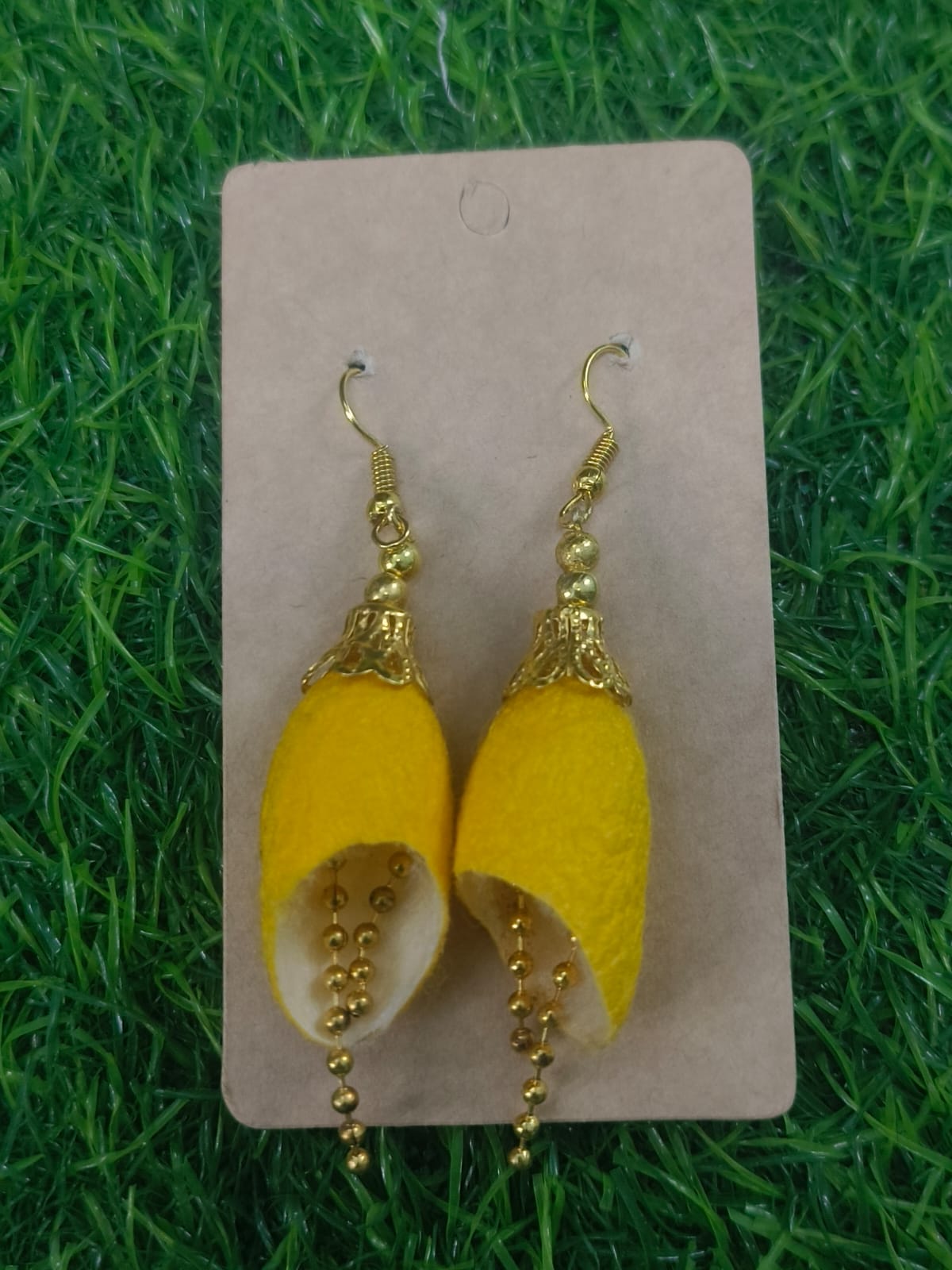Handcrafted Silkworm Cocoon Earrings - Zipal