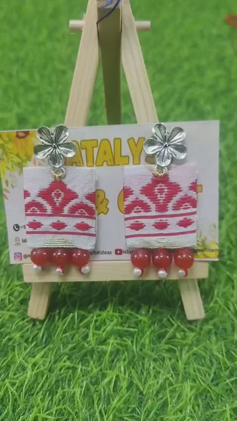 Handcrafted Fabric Earrings with Beads